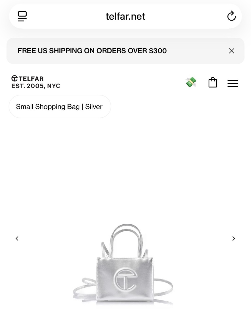 Telfar Small Shopping Bag in Metallic Silver